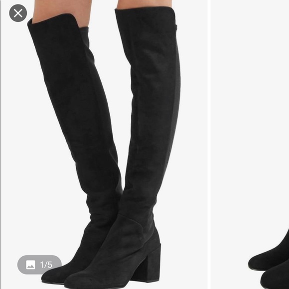 Stuart Weitzman Halftime Stretch-crepe Black Suede Over-the-knee Boot - Picture 1 of 7